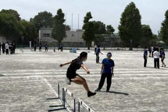 体育祭練習（青と白のエリア）